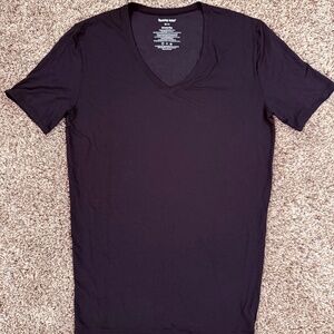 Tommy John Seconds Skin V Neck T shirt, Black, Men's Medium